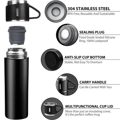 Termo portátil de Acero inoxidable de 500 ml / con taza de té